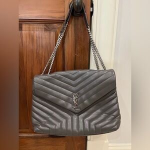 Yves Saint Laurent Loulou Grey Chevron Shoulder Bag